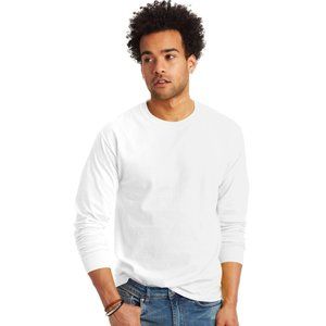 Hanes Men's Long-Sleeve White T-Shirt Size X-Large